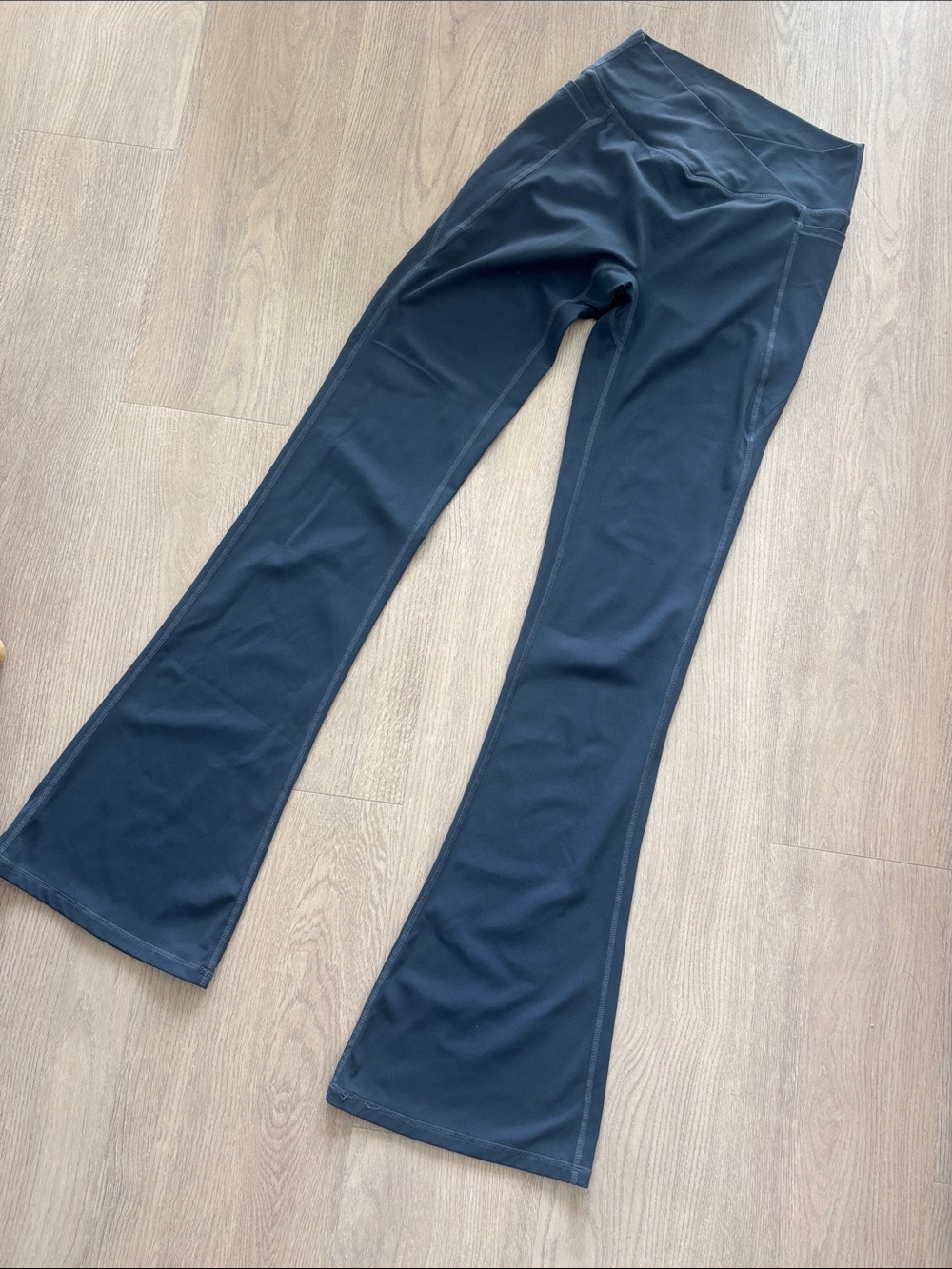 High-Waist Dark Blueish Gray Flare Leggings with V-Waistband LONG 33” inseam